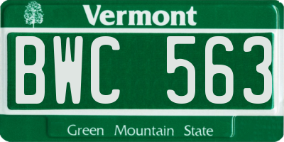 VT license plate BWC563