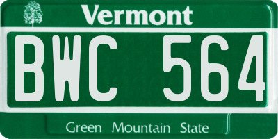 VT license plate BWC564
