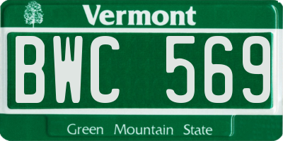 VT license plate BWC569