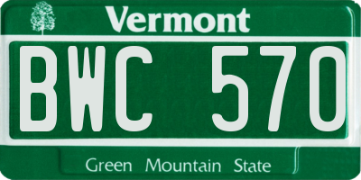 VT license plate BWC570