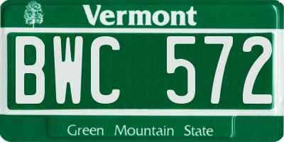 VT license plate BWC572