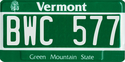 VT license plate BWC577