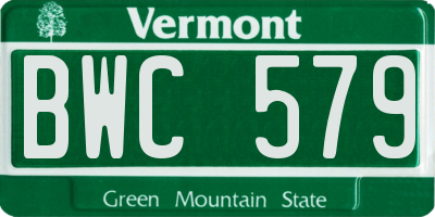 VT license plate BWC579