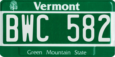 VT license plate BWC582