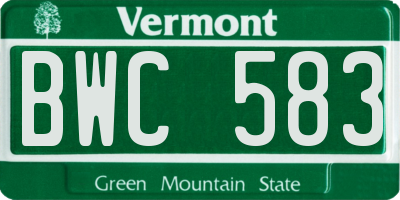 VT license plate BWC583