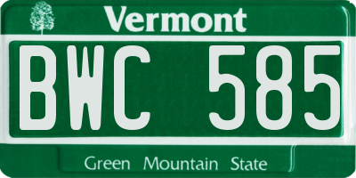 VT license plate BWC585