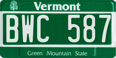 VT license plate BWC587