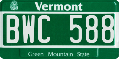 VT license plate BWC588