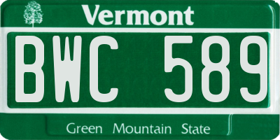 VT license plate BWC589