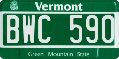 VT license plate BWC590