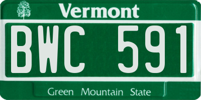 VT license plate BWC591