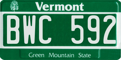 VT license plate BWC592