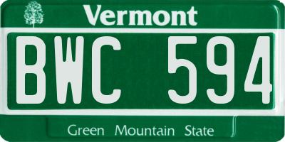 VT license plate BWC594