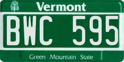 VT license plate BWC595