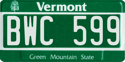 VT license plate BWC599