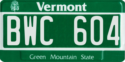 VT license plate BWC604