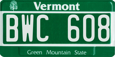 VT license plate BWC608