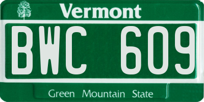 VT license plate BWC609