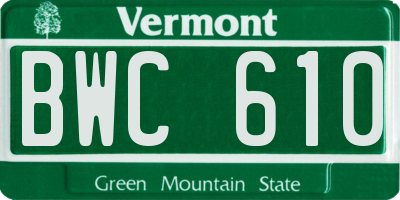 VT license plate BWC610