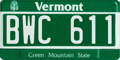 VT license plate BWC611