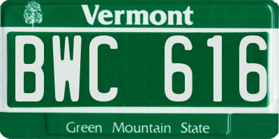 VT license plate BWC616