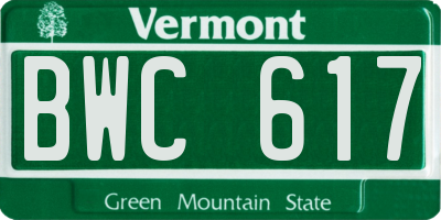 VT license plate BWC617