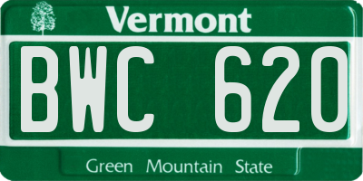 VT license plate BWC620