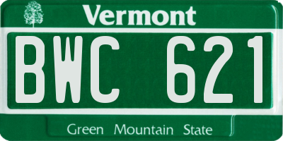 VT license plate BWC621