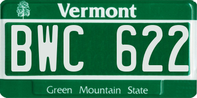 VT license plate BWC622