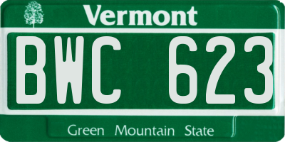 VT license plate BWC623