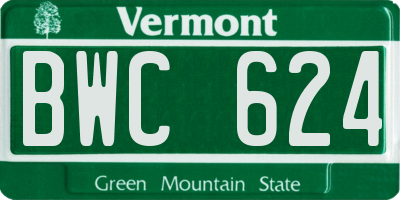 VT license plate BWC624