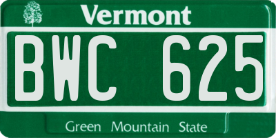 VT license plate BWC625