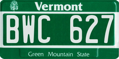 VT license plate BWC627
