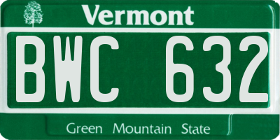 VT license plate BWC632