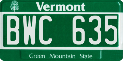 VT license plate BWC635