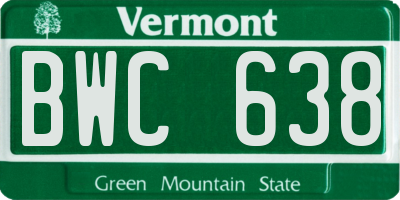 VT license plate BWC638
