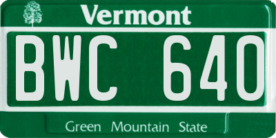 VT license plate BWC640