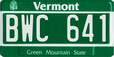 VT license plate BWC641