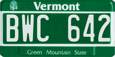 VT license plate BWC642