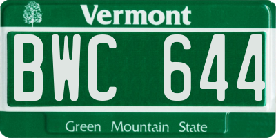 VT license plate BWC644