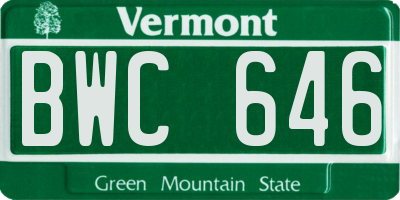 VT license plate BWC646