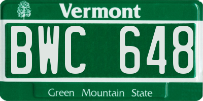 VT license plate BWC648