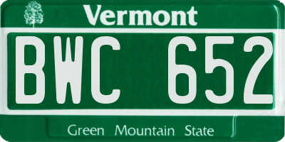 VT license plate BWC652