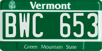 VT license plate BWC653