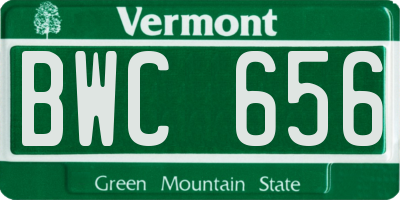 VT license plate BWC656