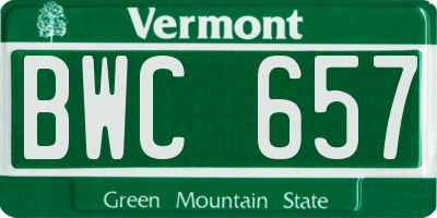 VT license plate BWC657