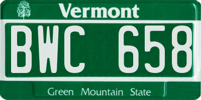VT license plate BWC658