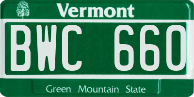 VT license plate BWC660