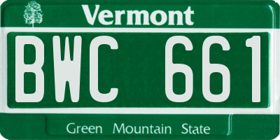 VT license plate BWC661
