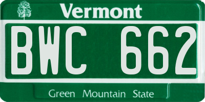 VT license plate BWC662